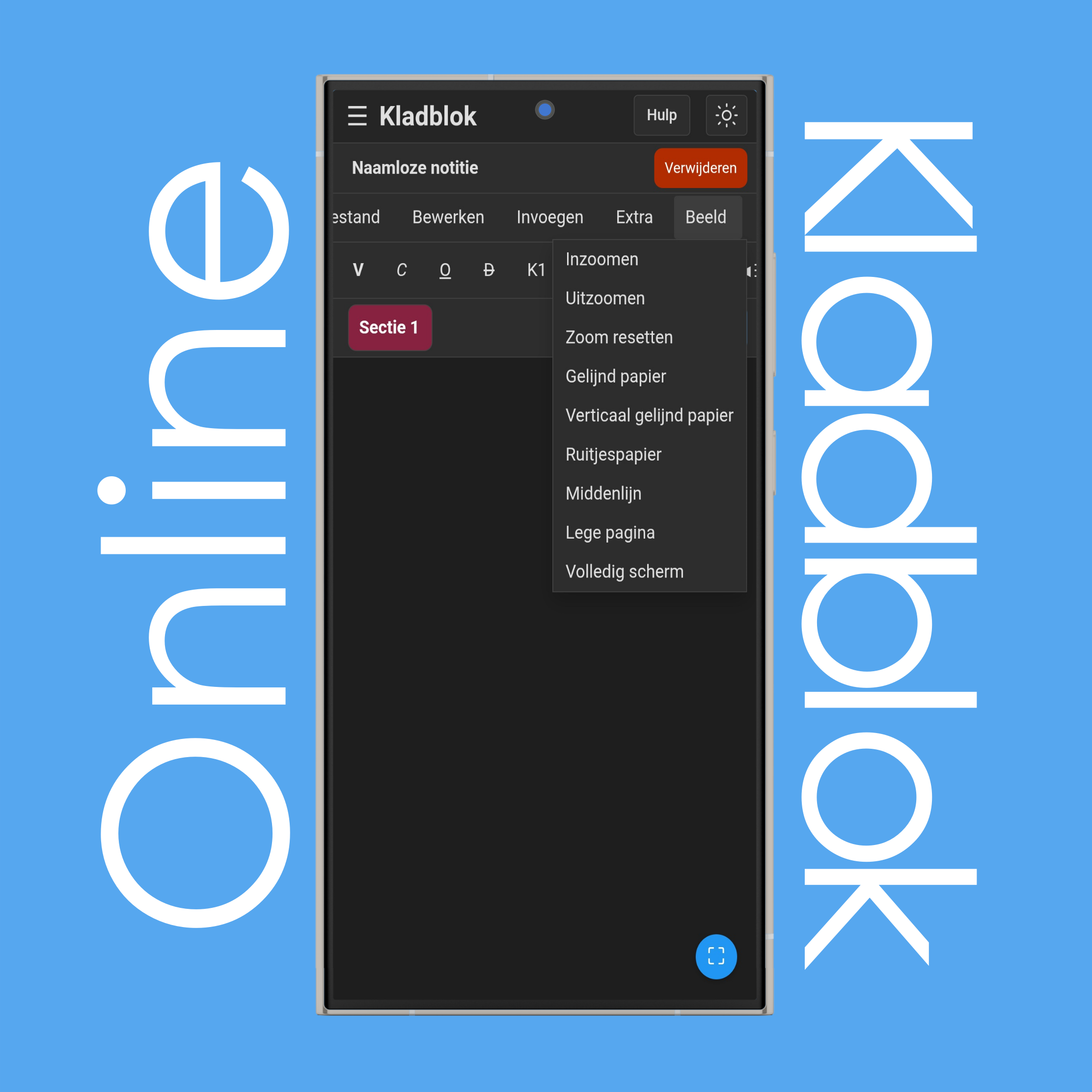 Kladblok-beeldmenu