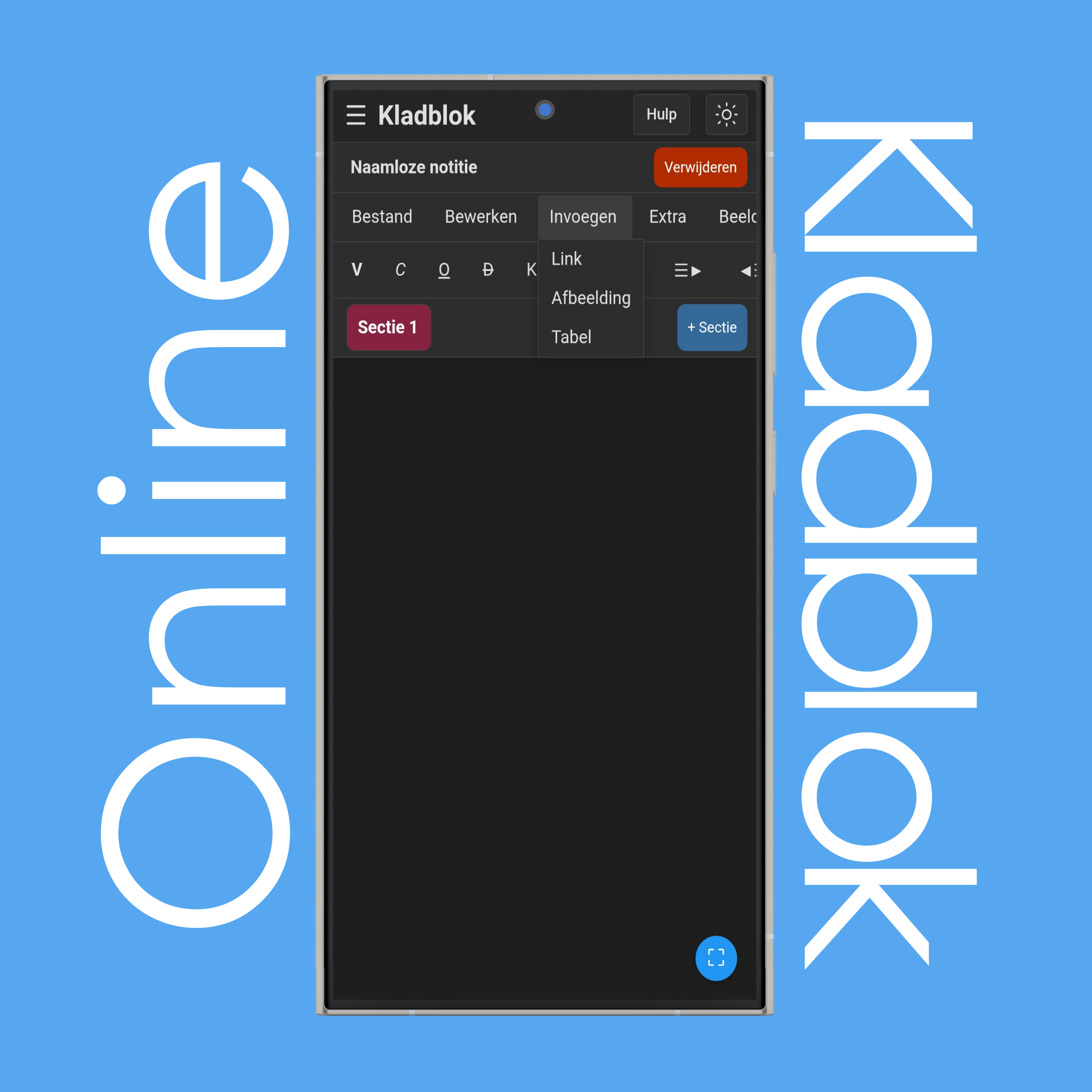 Kladblok-invoegmenu