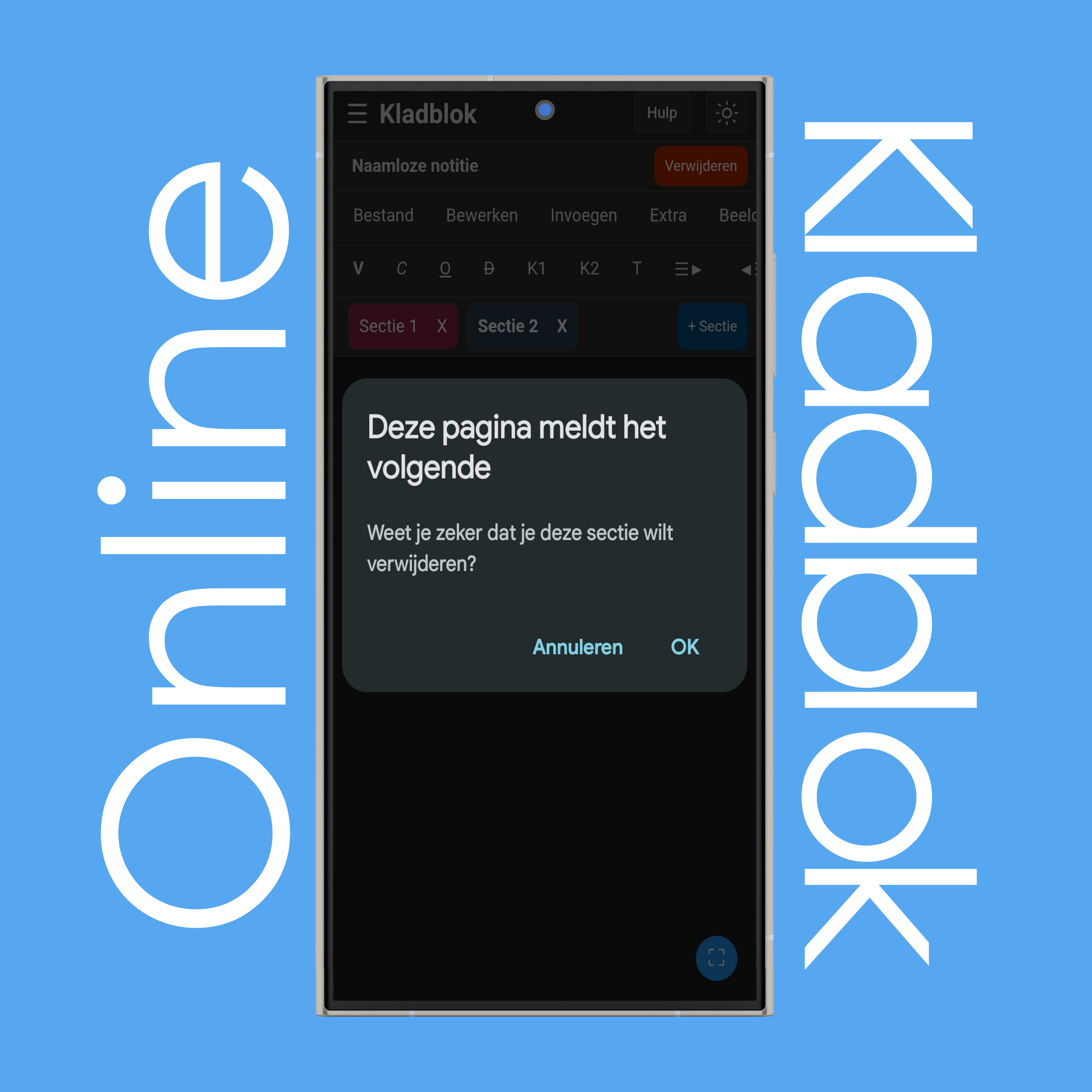 Notitiesecties verwijderen