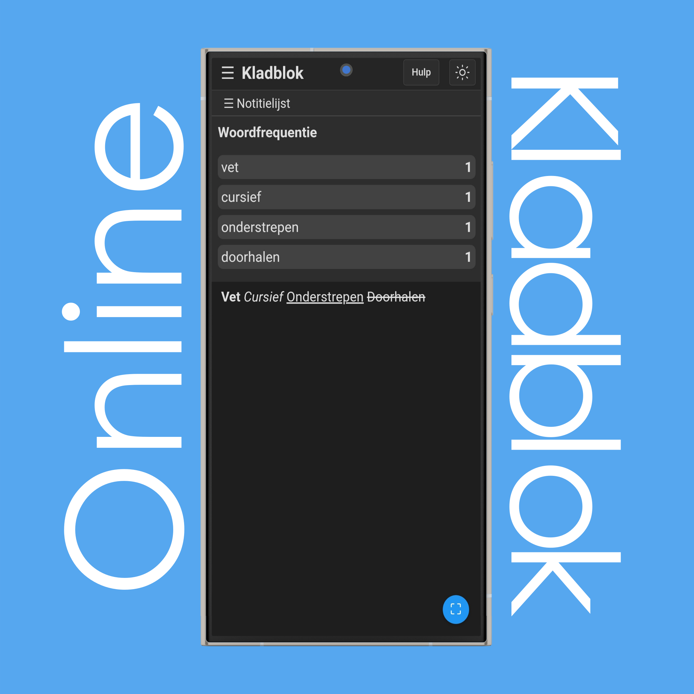 Kladblok woordfrequentie