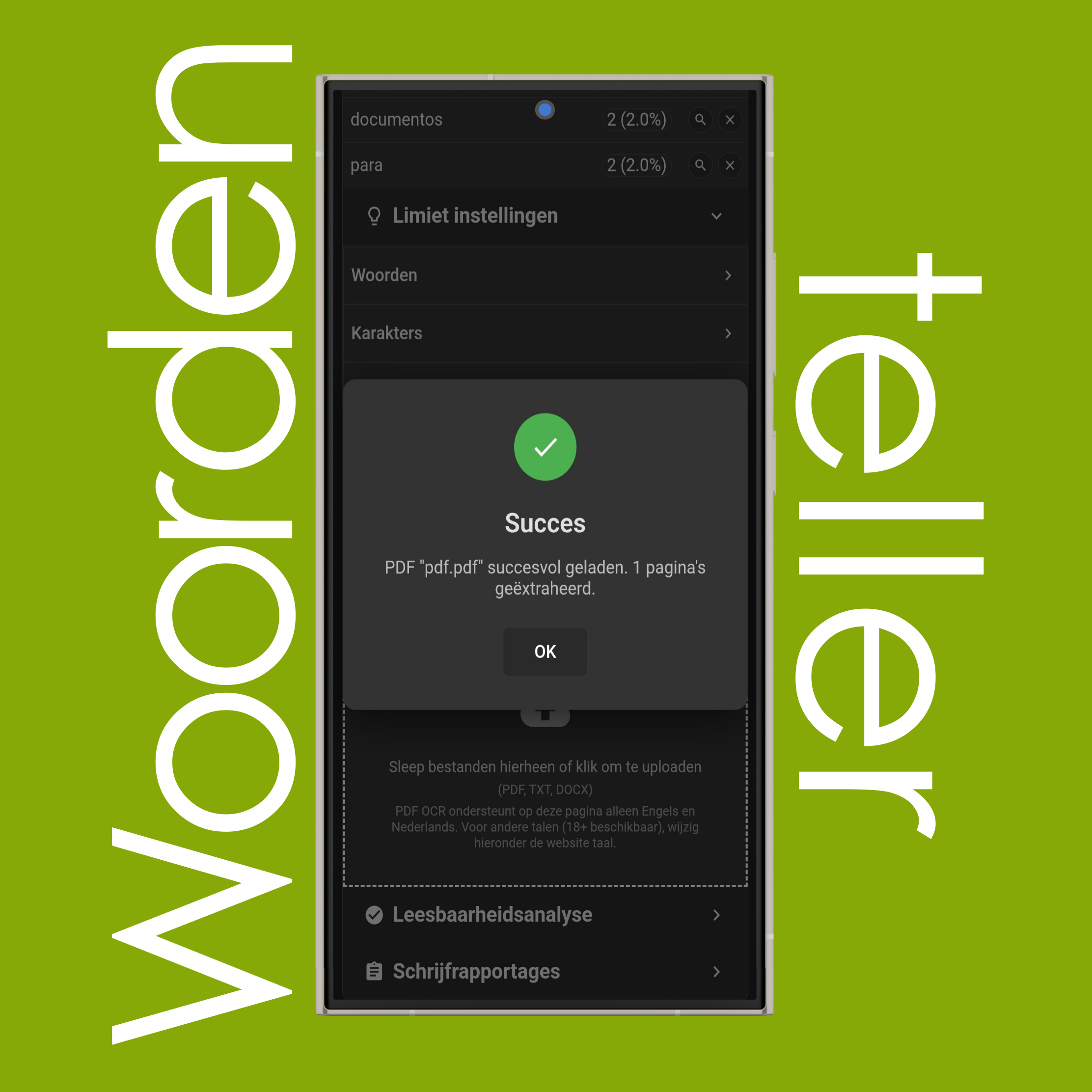 Bestand uploaden (succes) melding
