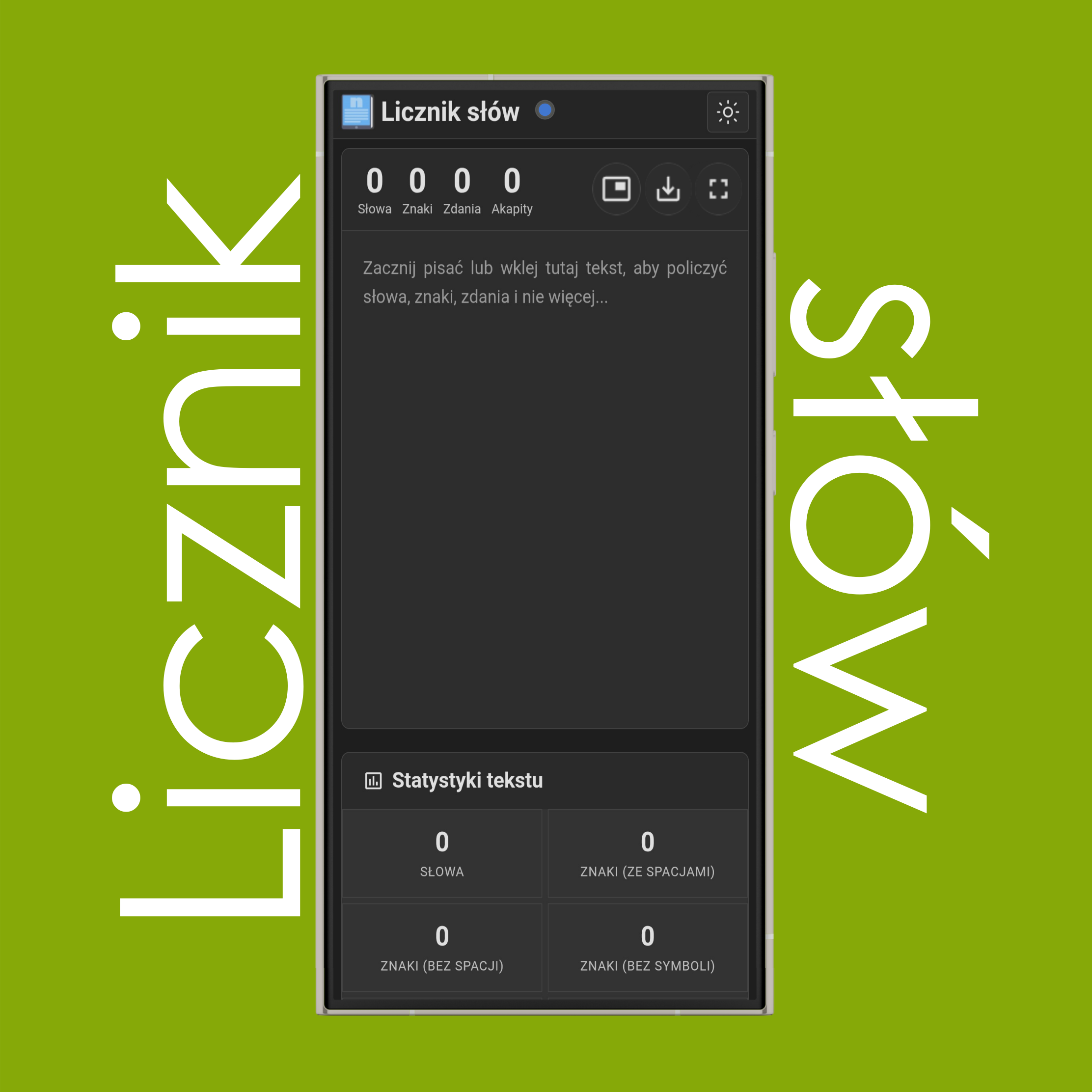 Licznik słów – obraz w obrazie (PiP), pobieranie i pełny ekran