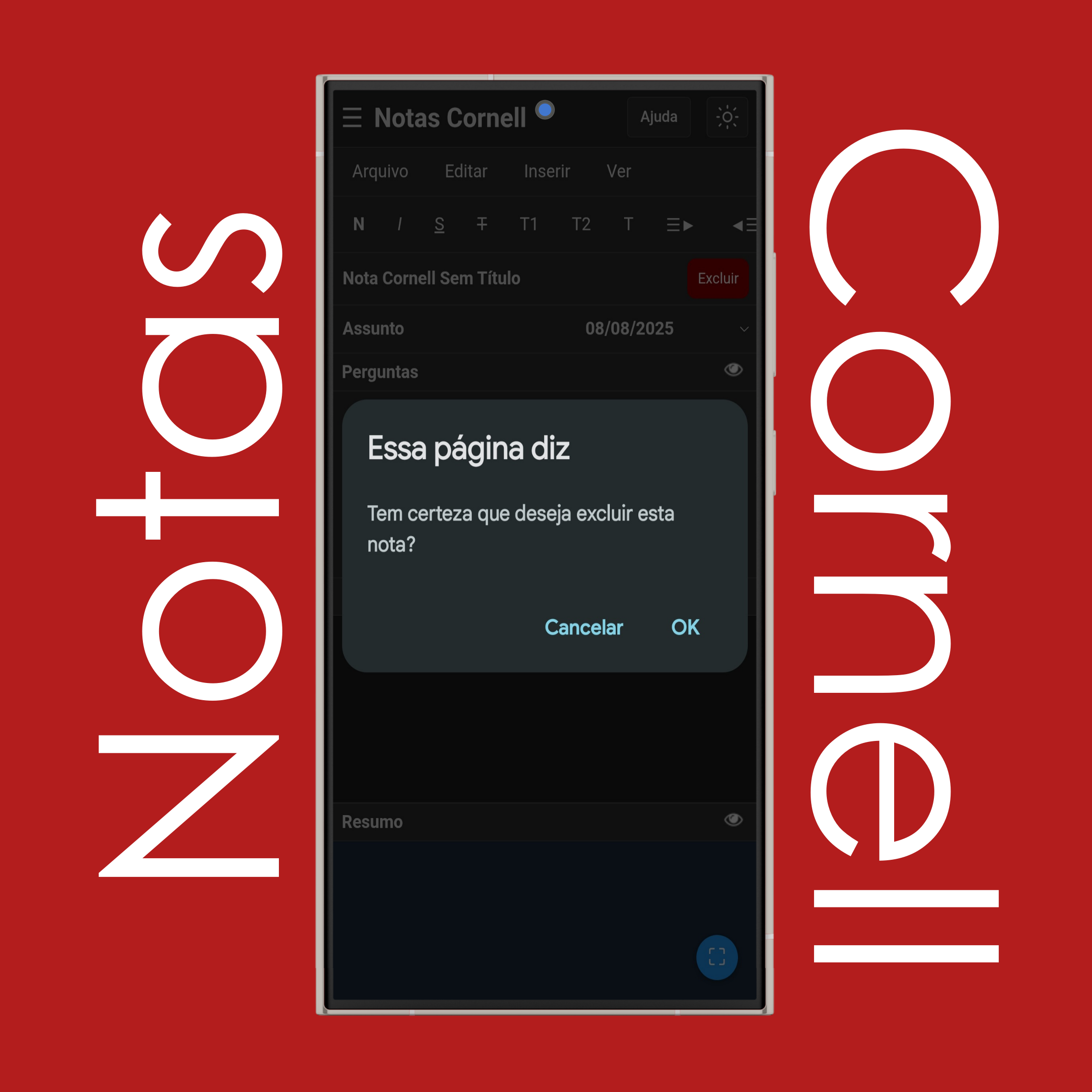 Excluir Nota Cornell