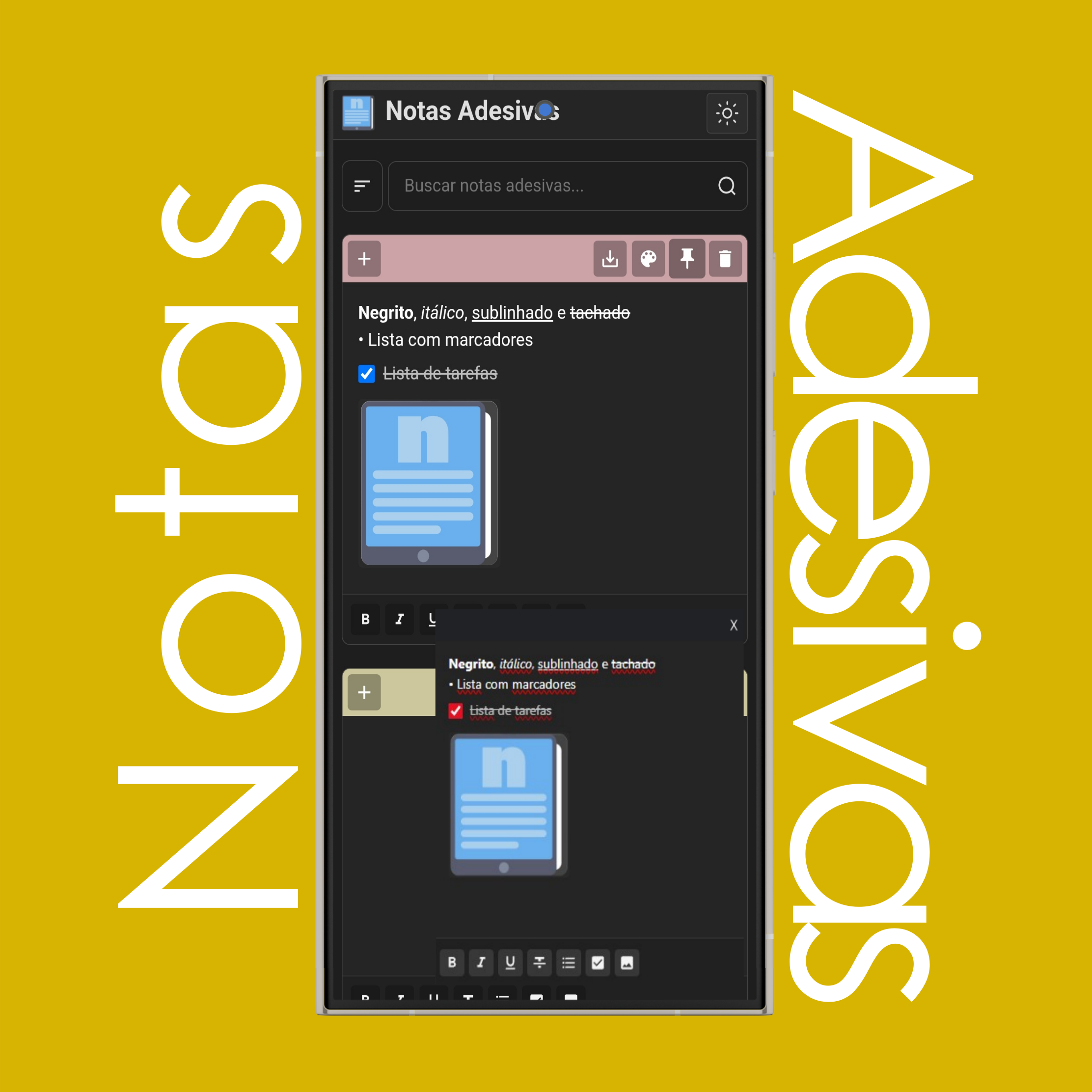 Fixar Notas Adesivas (Sempre no Topo)