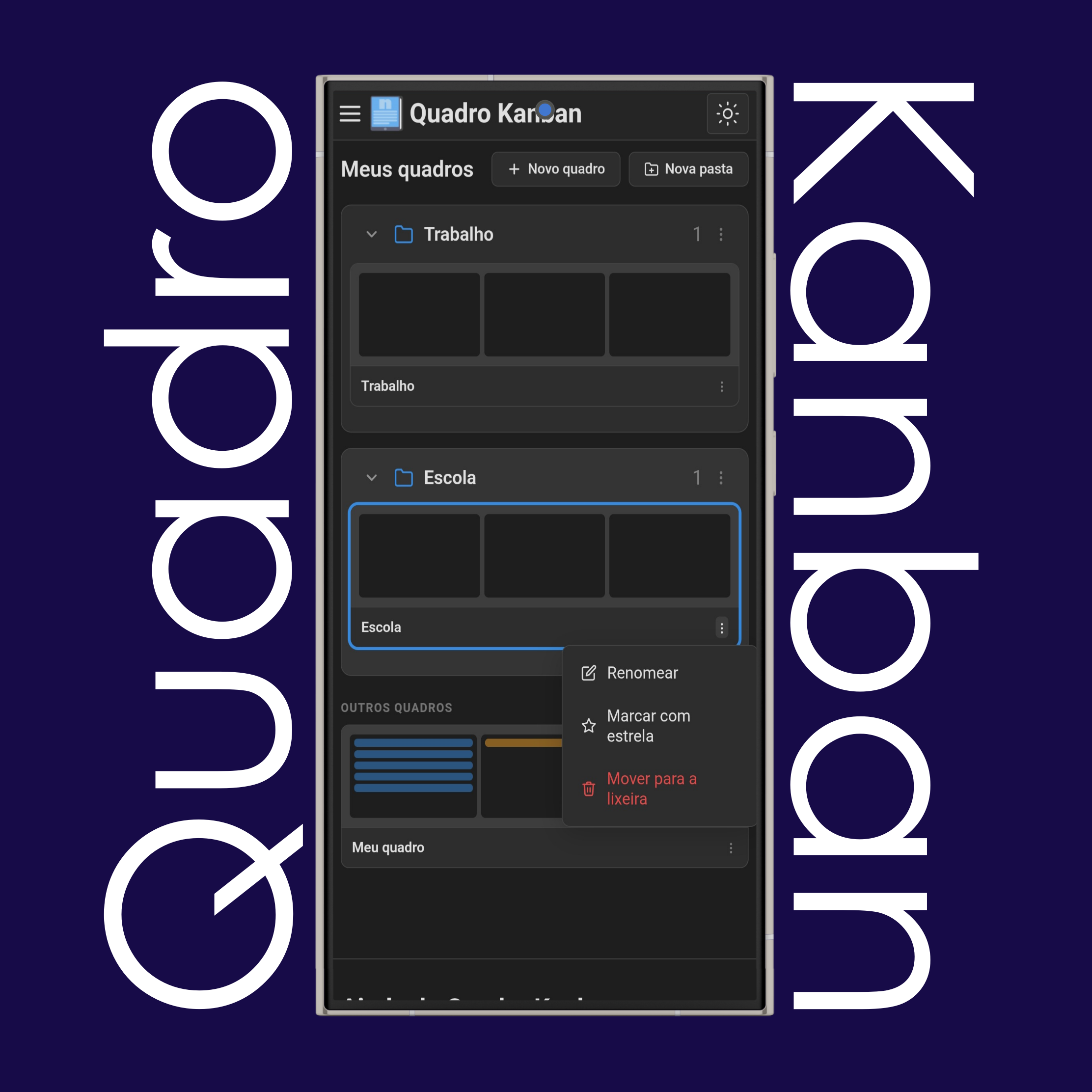 Lista de quadros Kanban