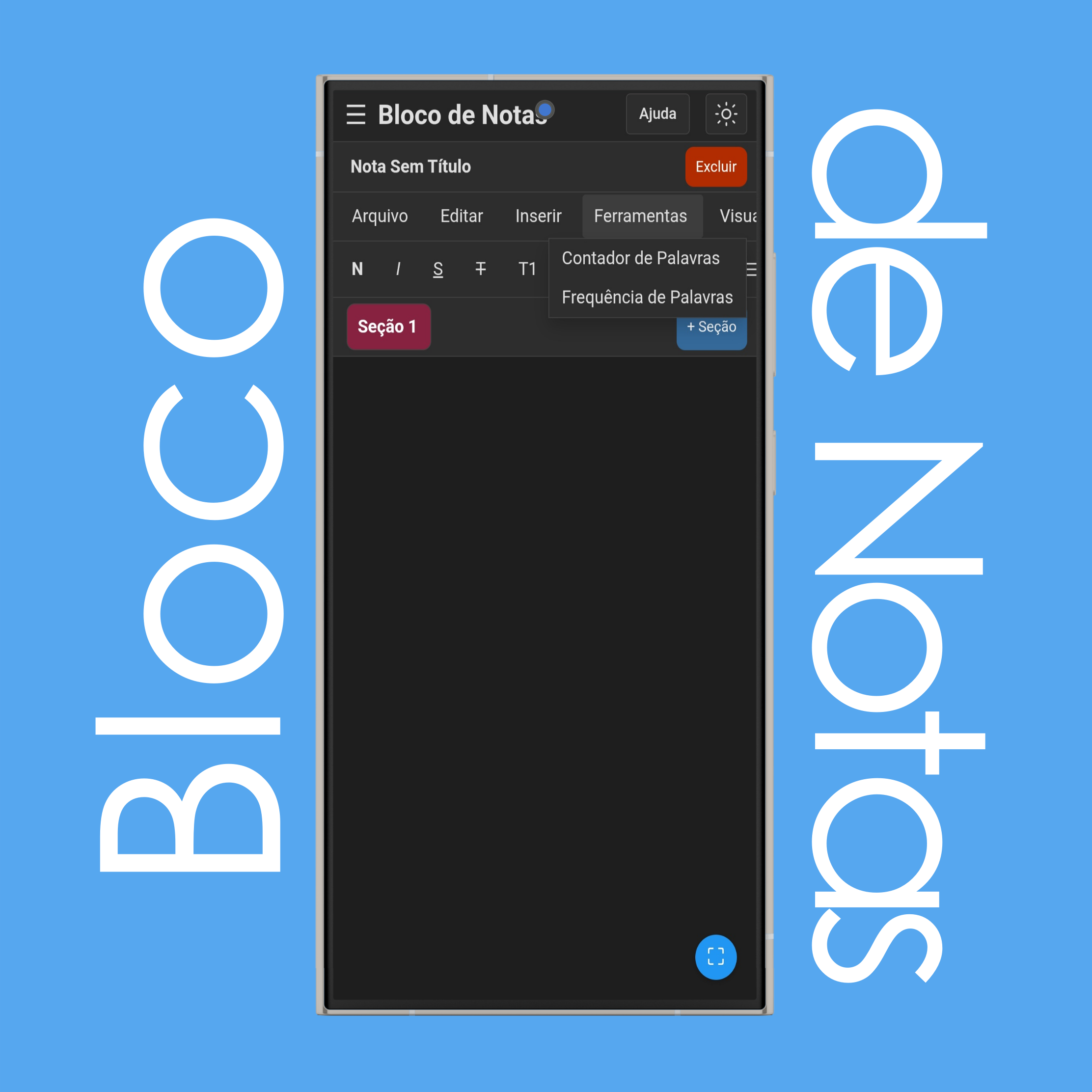 Menu Ferramentas do Bloco de Notas
