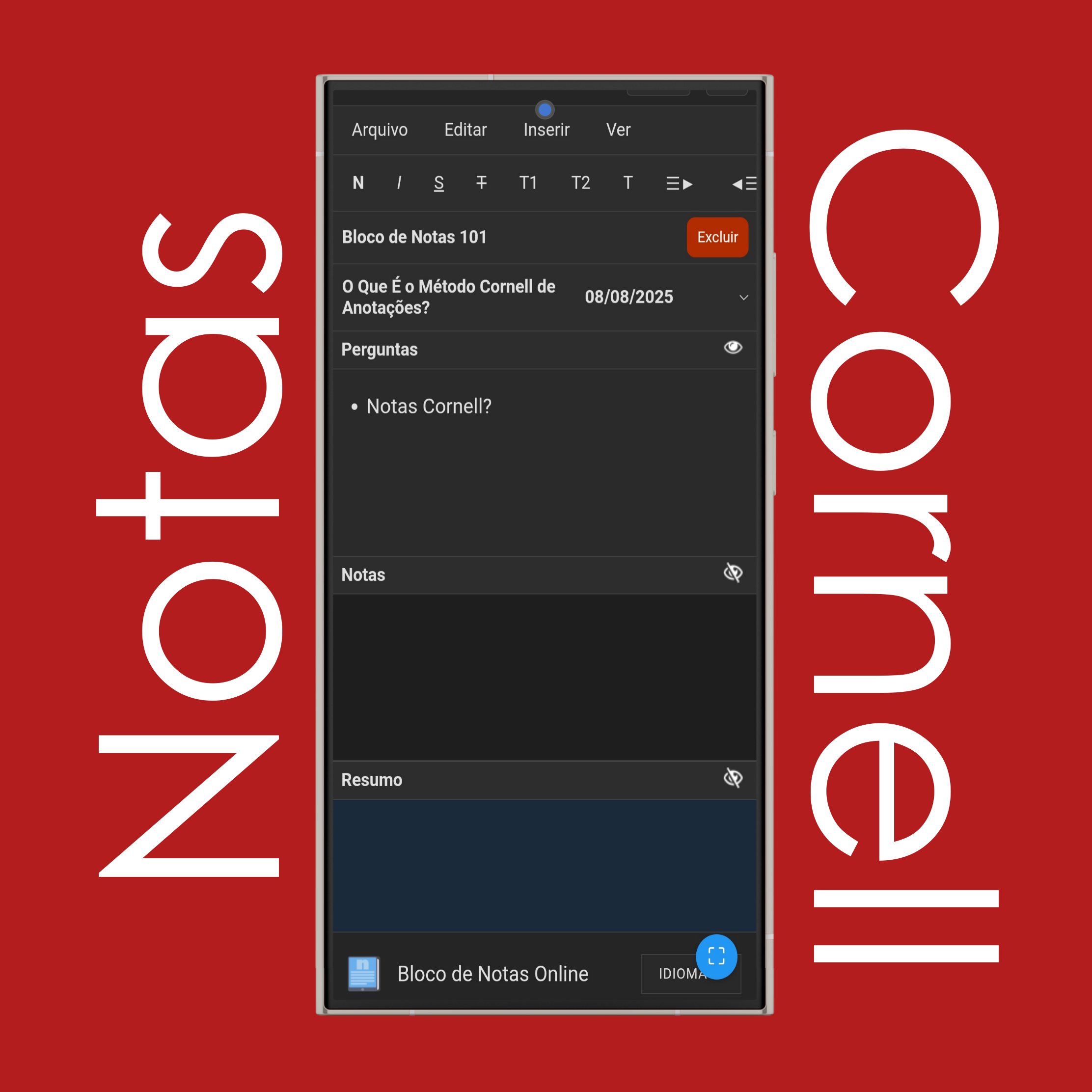 Mostrar/Ocultar Notas Cornell (Recitar & Refletir)