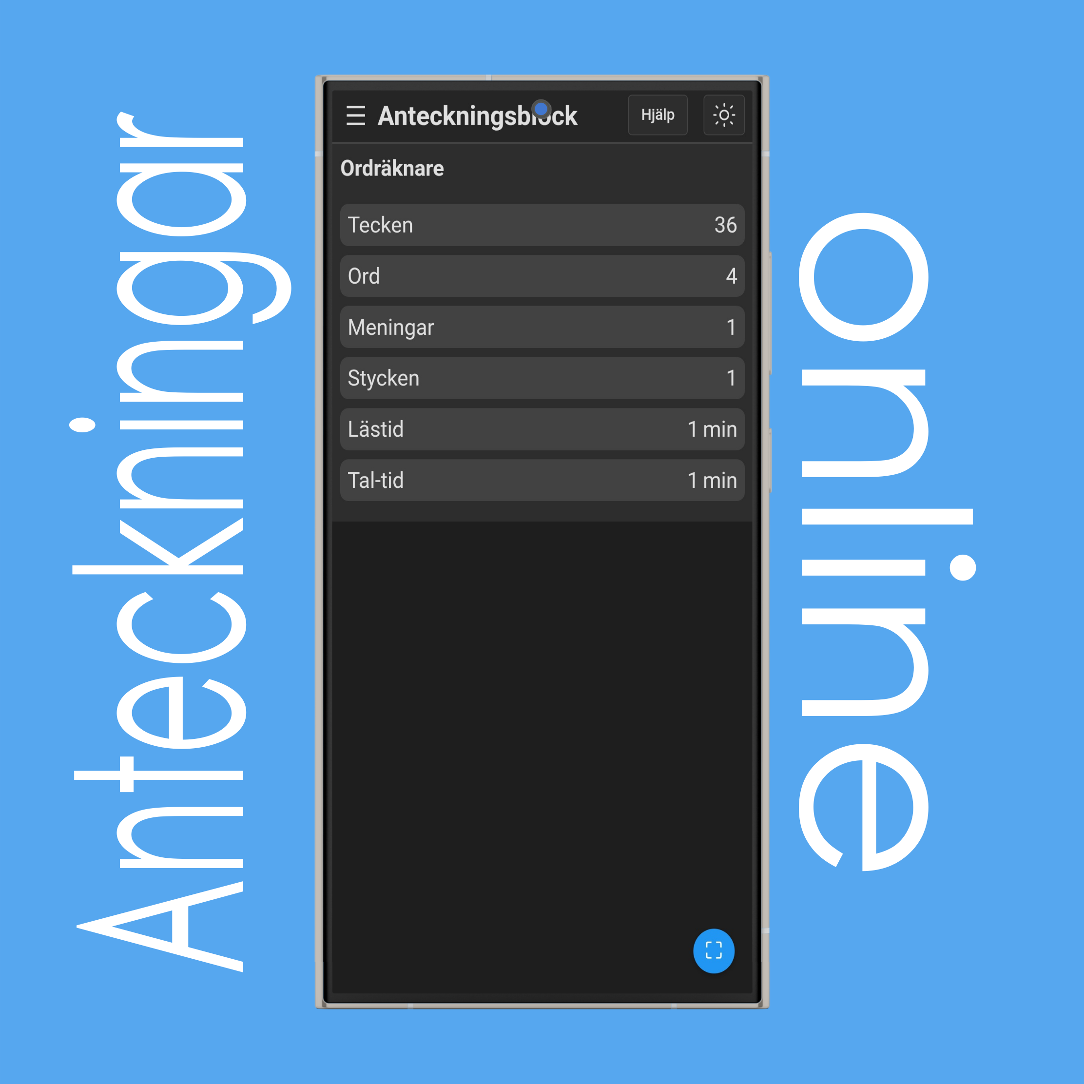 Anteckningsblock: Ordräknare