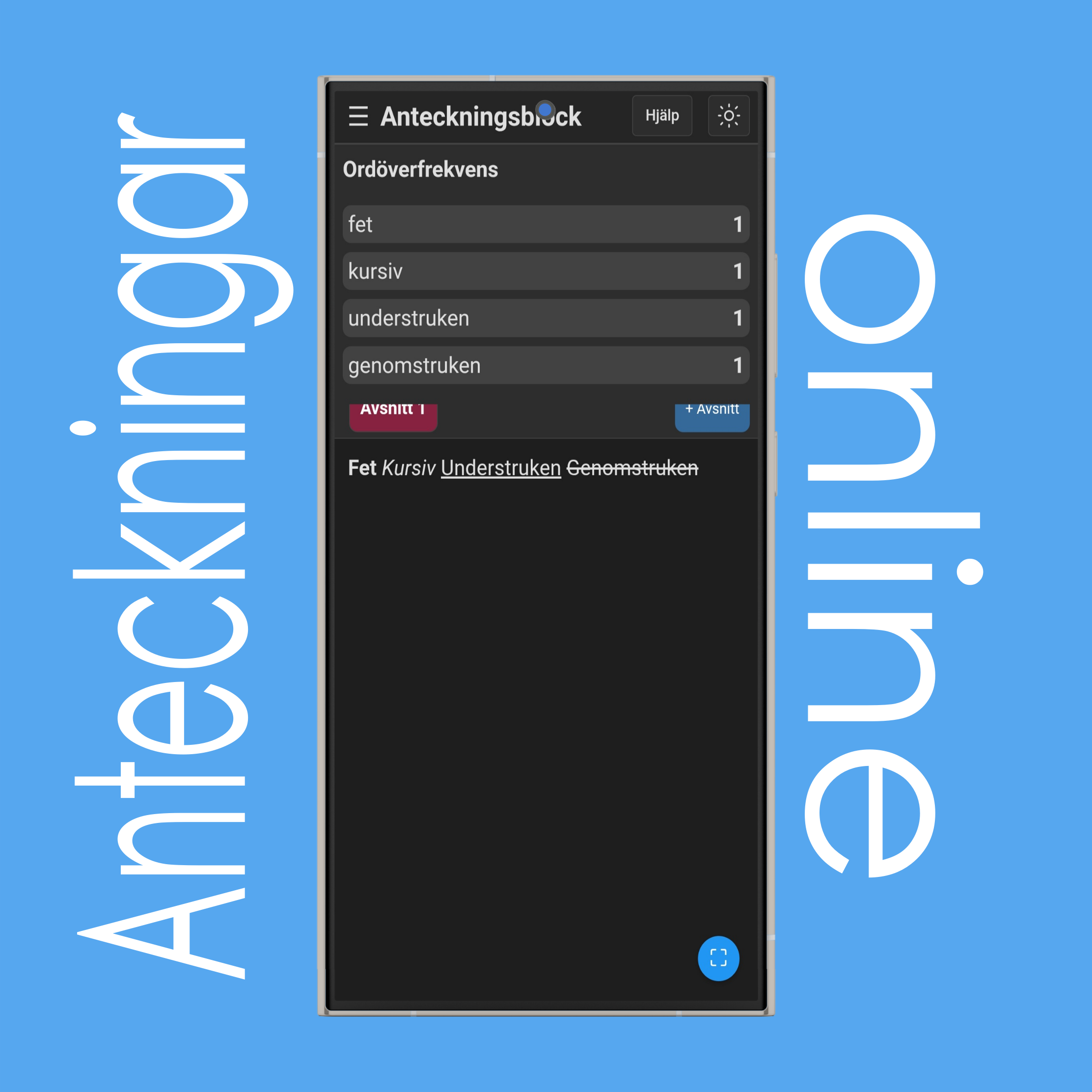 Anteckningsblock: Ordöverfrekvens