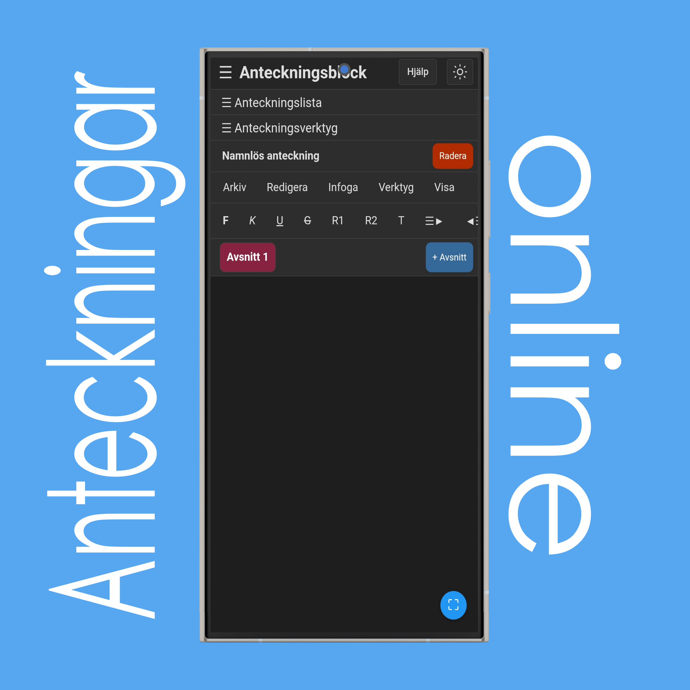 Anteckningslista och anteckningsverktyg