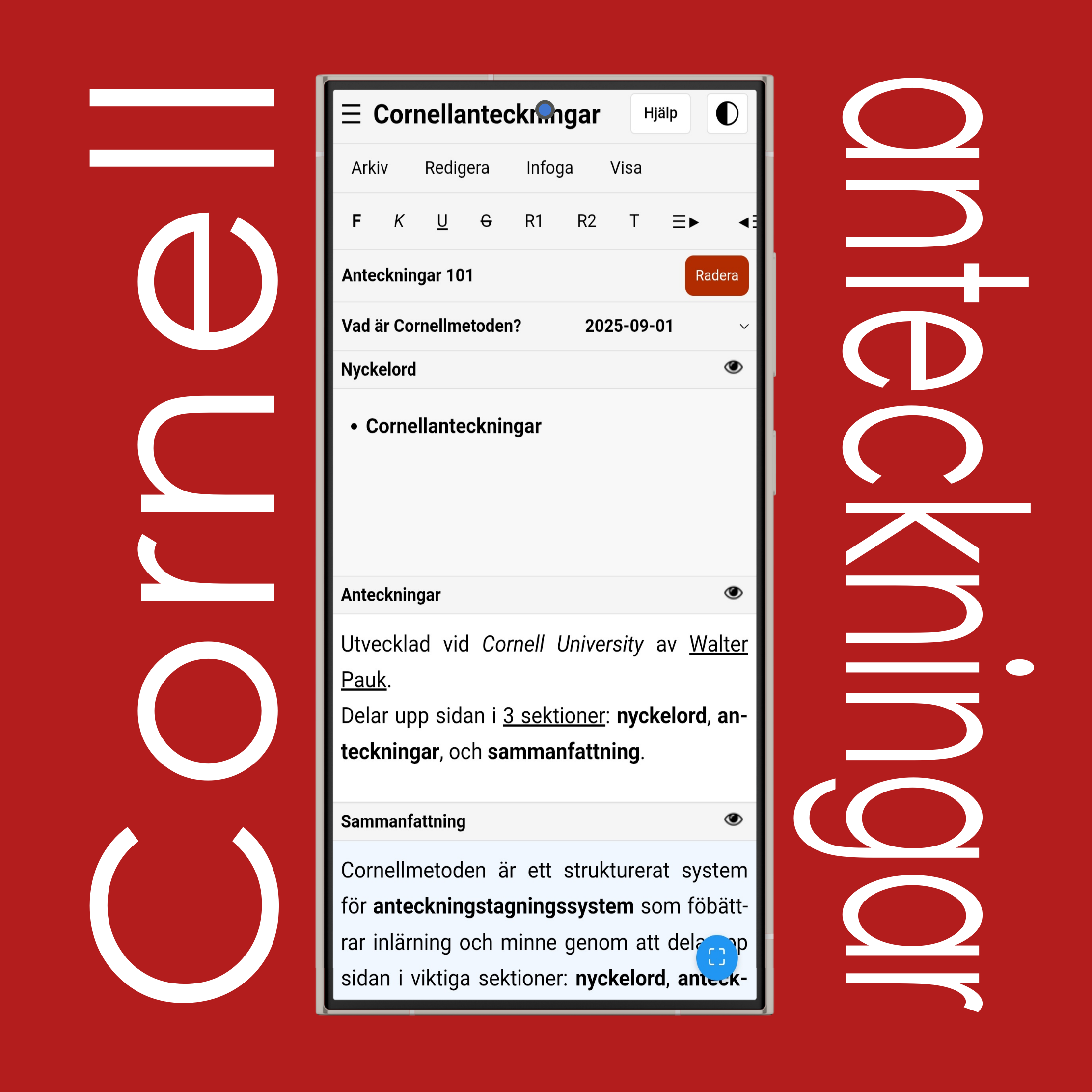 Cornellanteckningar: Ljust & mörkt läge