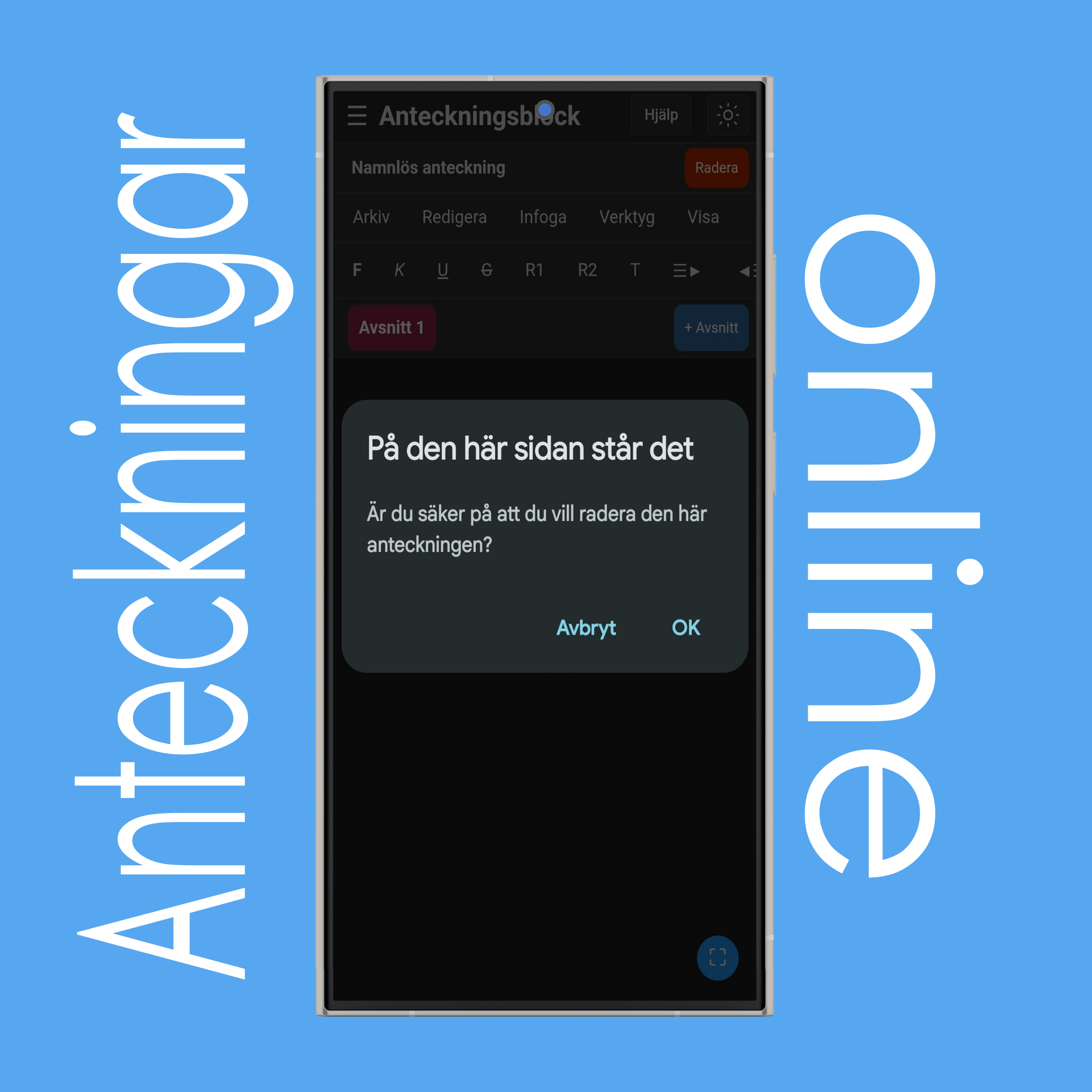 Radera anteckningar