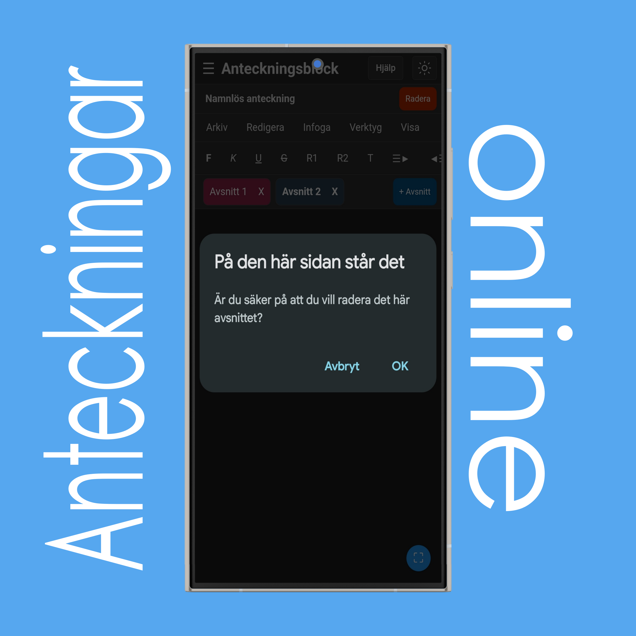 Radera anteckningssektioner