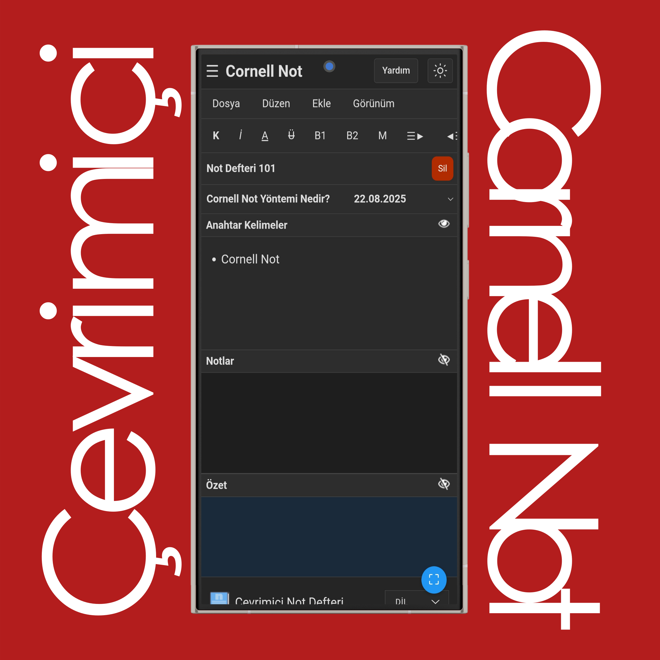 Cornell Notlarını Göster/Gizle (Tekrarla & Düşün)