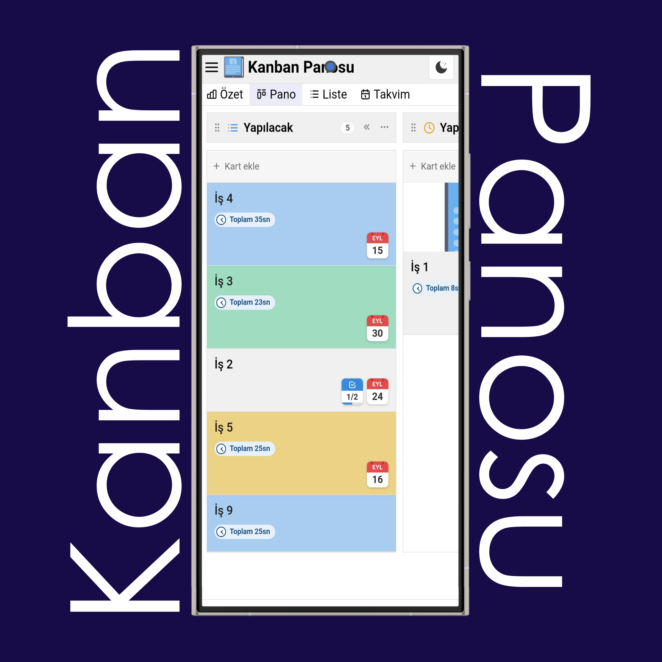 Kanban Pano Açık ve Koyu Mod