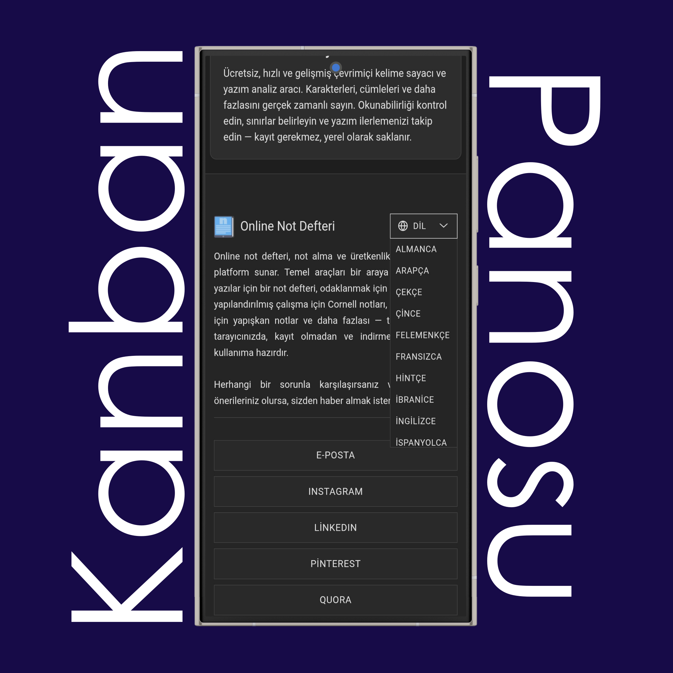 Kanban Pano Dil Ayarları