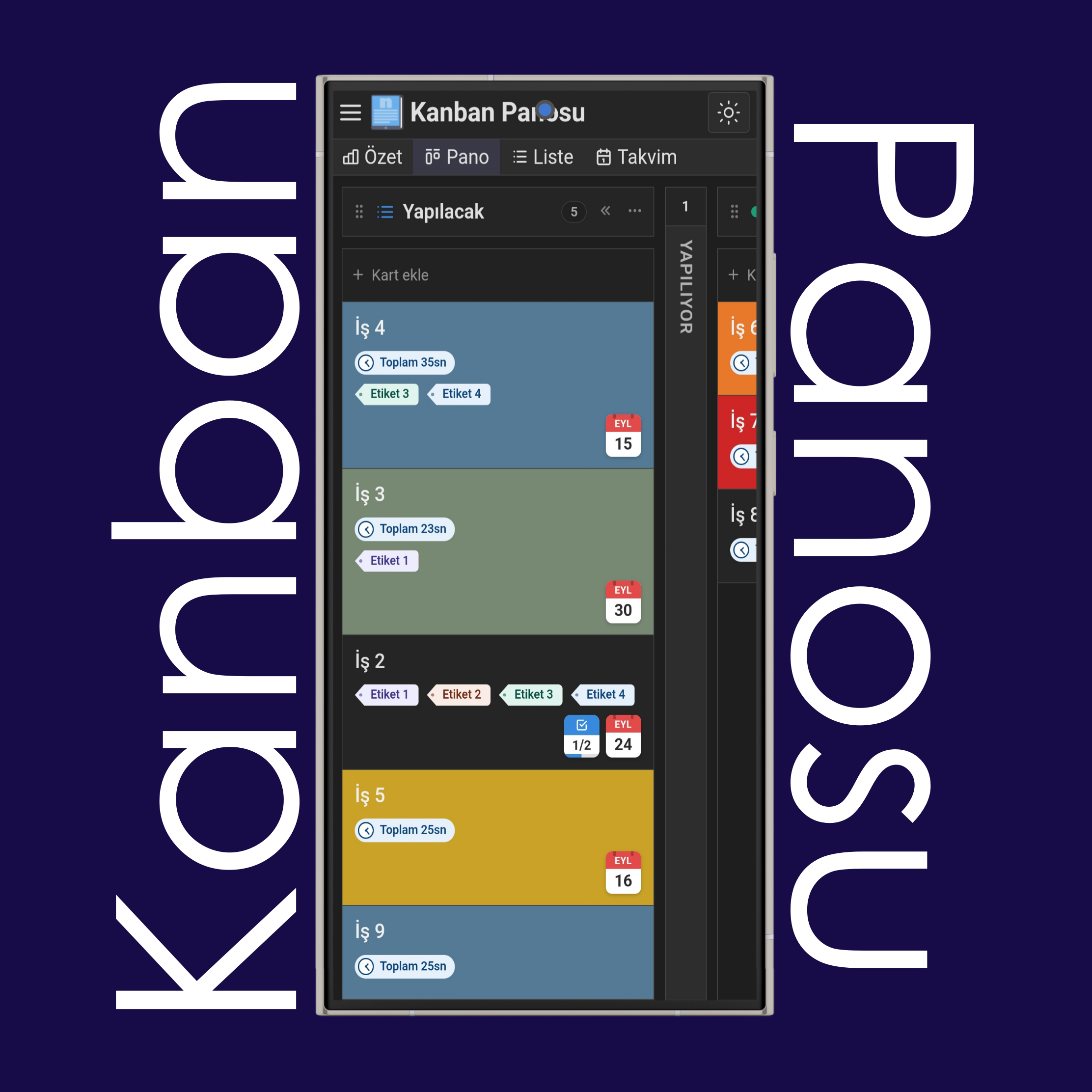 Kanban Sütunlarını Daraltma ve Genişletme