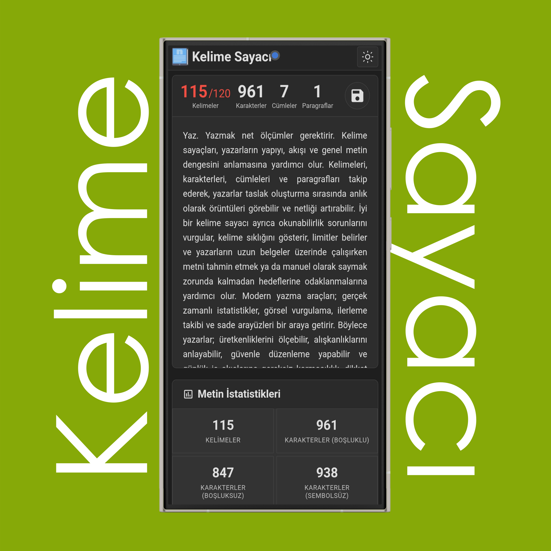 Limitli Kelime Sayacı Temel İstatistikleri