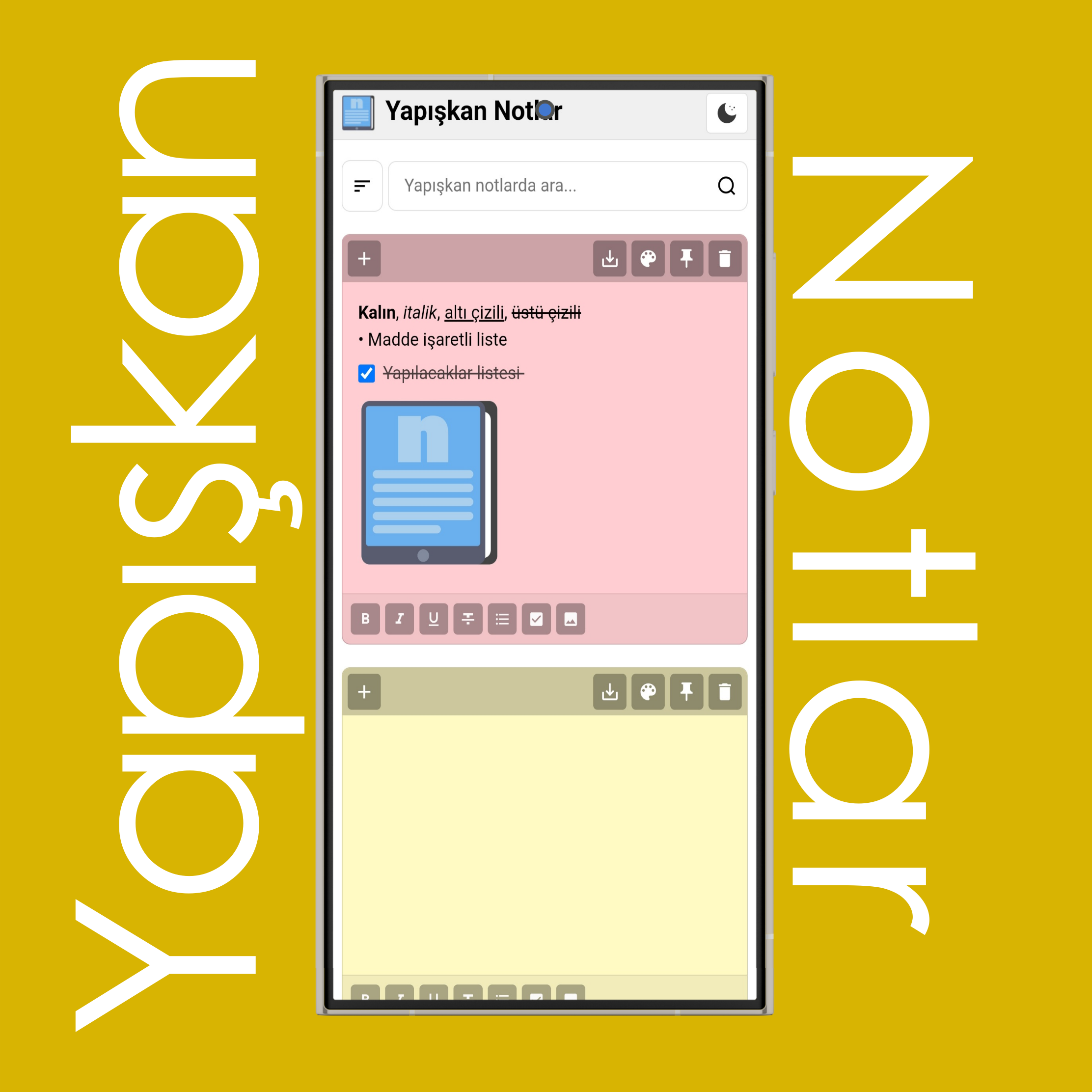 Yapışkan Notlar Açık & Koyu Tema